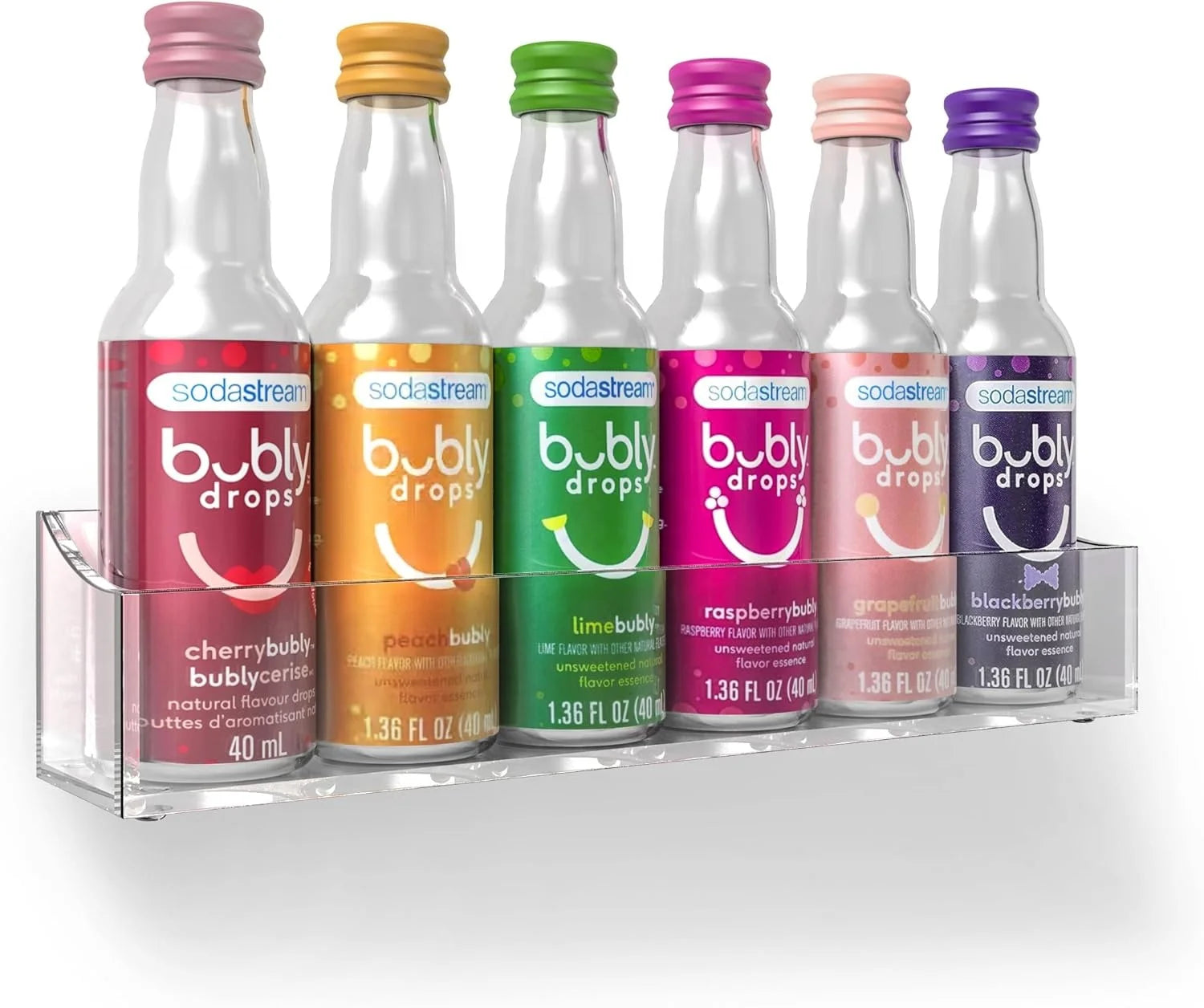 Acrylic Holder for Soda Stream Countertop Wall Mount Flavor Organizer Displays 6 Bottles Kitchen Store Rack