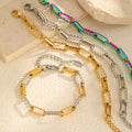 Paperclip Chain Bracelet Chunky Stackable Layered Jewelry 18K Gold Plated Stainless Steel Adjustable Chain Bracelet  Jewelry