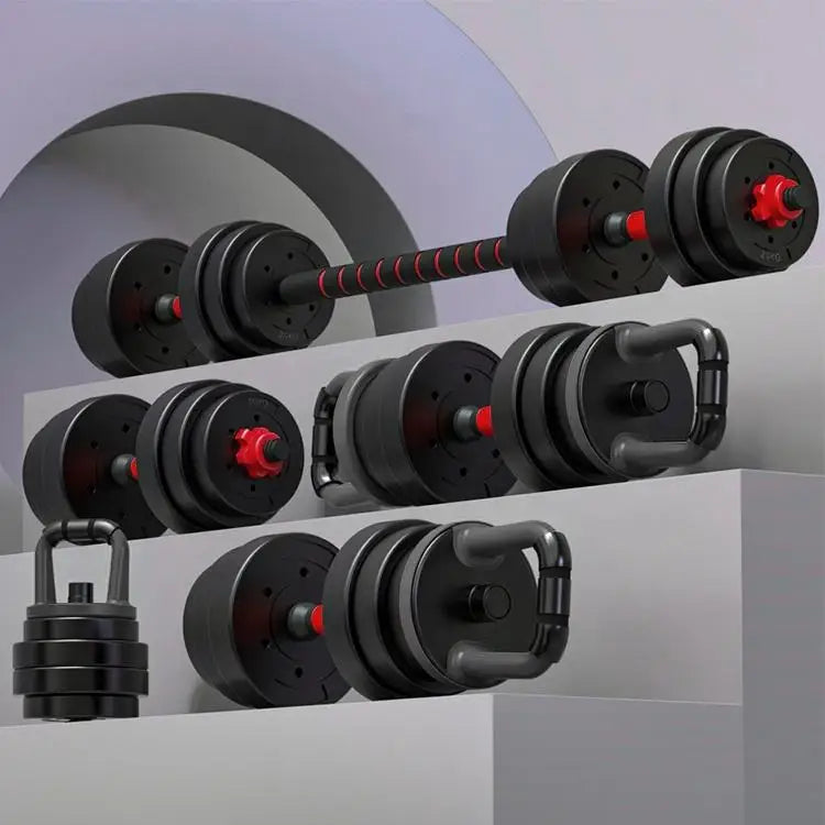 PINJIAN Fitness Cement 4 in 1 10-40kg Dumbbell Set Weight Lifting Adjustable Barbell Kettlebell Gym Adjustable Dumbbell 20kg