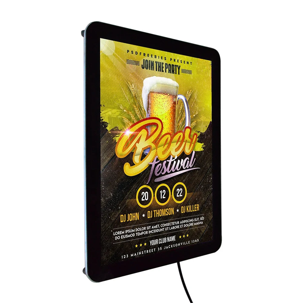 Slim Rectangle Acrylic Frame Backlit LED Light Box High Brightness Wall Mount Restaurant Menu Advertising Display