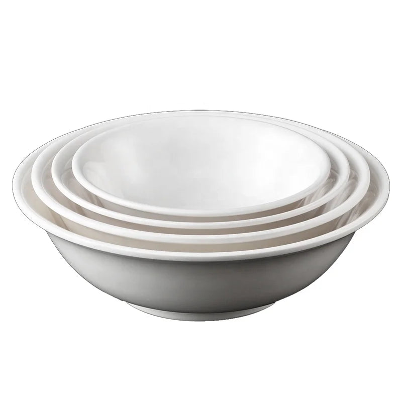 Unbreakable Food Grade Restaurant Dinnerware Mixing Serving 9 Inch White Melamine Soup Bowl