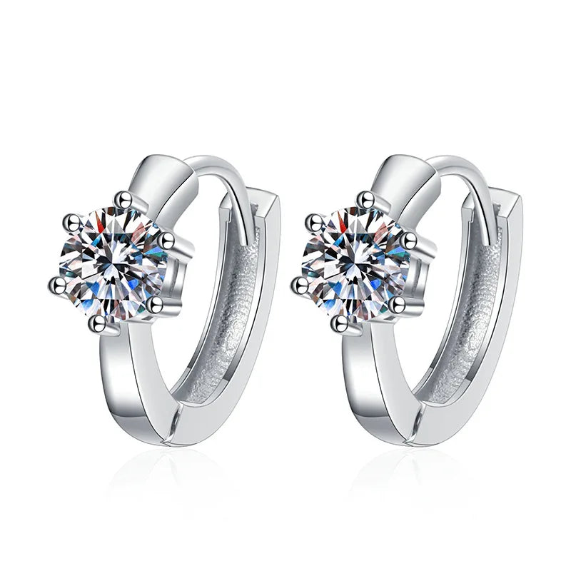 S925 Sterling Silver Female Classic Six Claws D Color 50 Points Moissanite Earrings Moissanite Jewelry