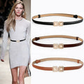 Casual Fashion Ladies Waist Belt Thin Leather with Pearl for Skirt & Coat Cow Hide Material Alloy Buckle