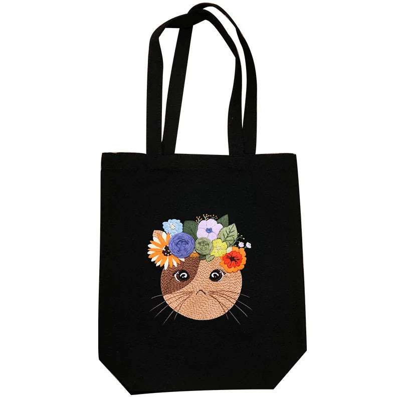 Embroidery Kit for Beginners With Pattern Canvas Tote BagDIY Needlepoint Kitsbag Embroidery Kit