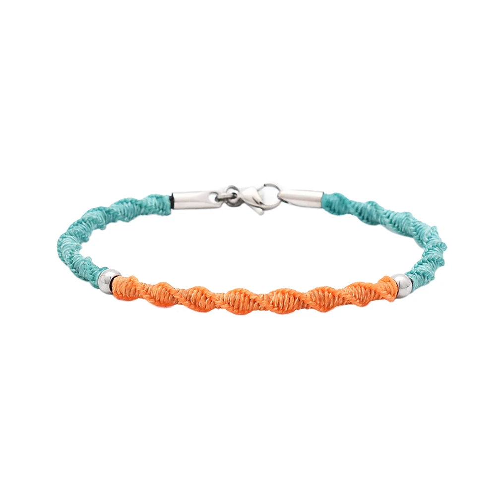 Handmade Colorful Woven Cord Women's Bracelet Custom Logo Couple Accessory Fashionable Beaded Bangles