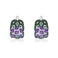 Abiding Natural Amethyst Nano Emerald Green Unique Design Engagement Anniversary 925 Sterling Silver Clip on Earrings for Women