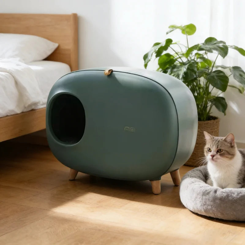 Hot Selling Factory Supply Cat Litter Box House Pet Furniture Cat Clean Litter Box Pet Cleaning Set Plastic Pet Supplies