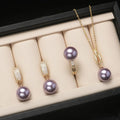 Korean Temperament Light Luxury Jewelry Set Fashion Zircon Necklace Earrings Ring Exquisite Shell Pearl Jewelry Set for Women