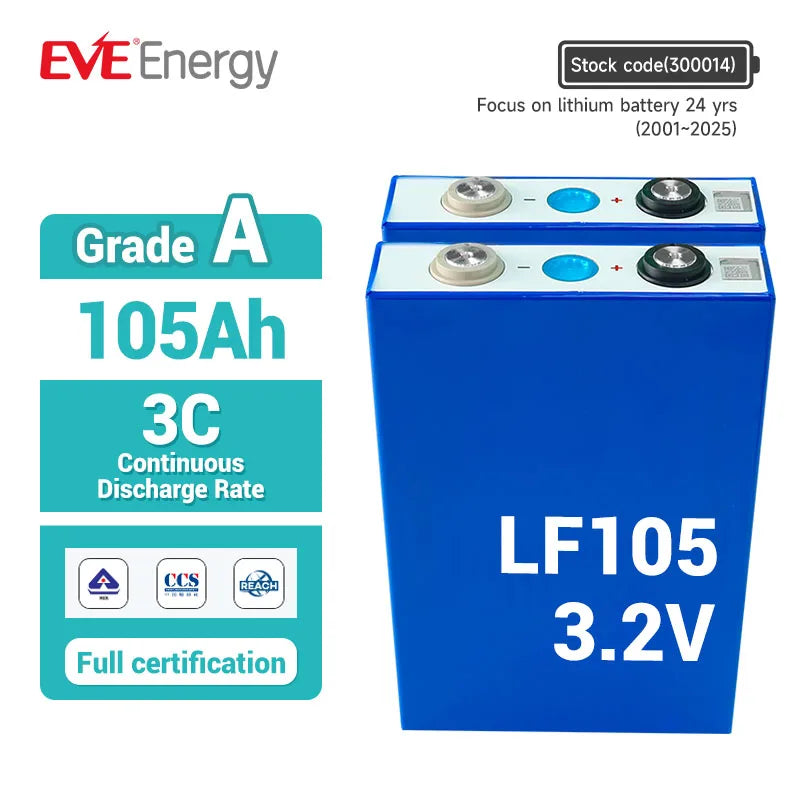 EVE EU STOCK LF105 105Ah 4000cycles 3.2V Lifepo4 Battery Forklift Cell Lifepo4 Battery