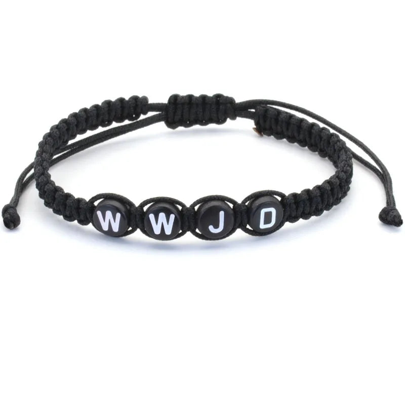 WWJD Rope Beaded Adjustable Lightweight Bracelets Woven Wristbands Bracelets