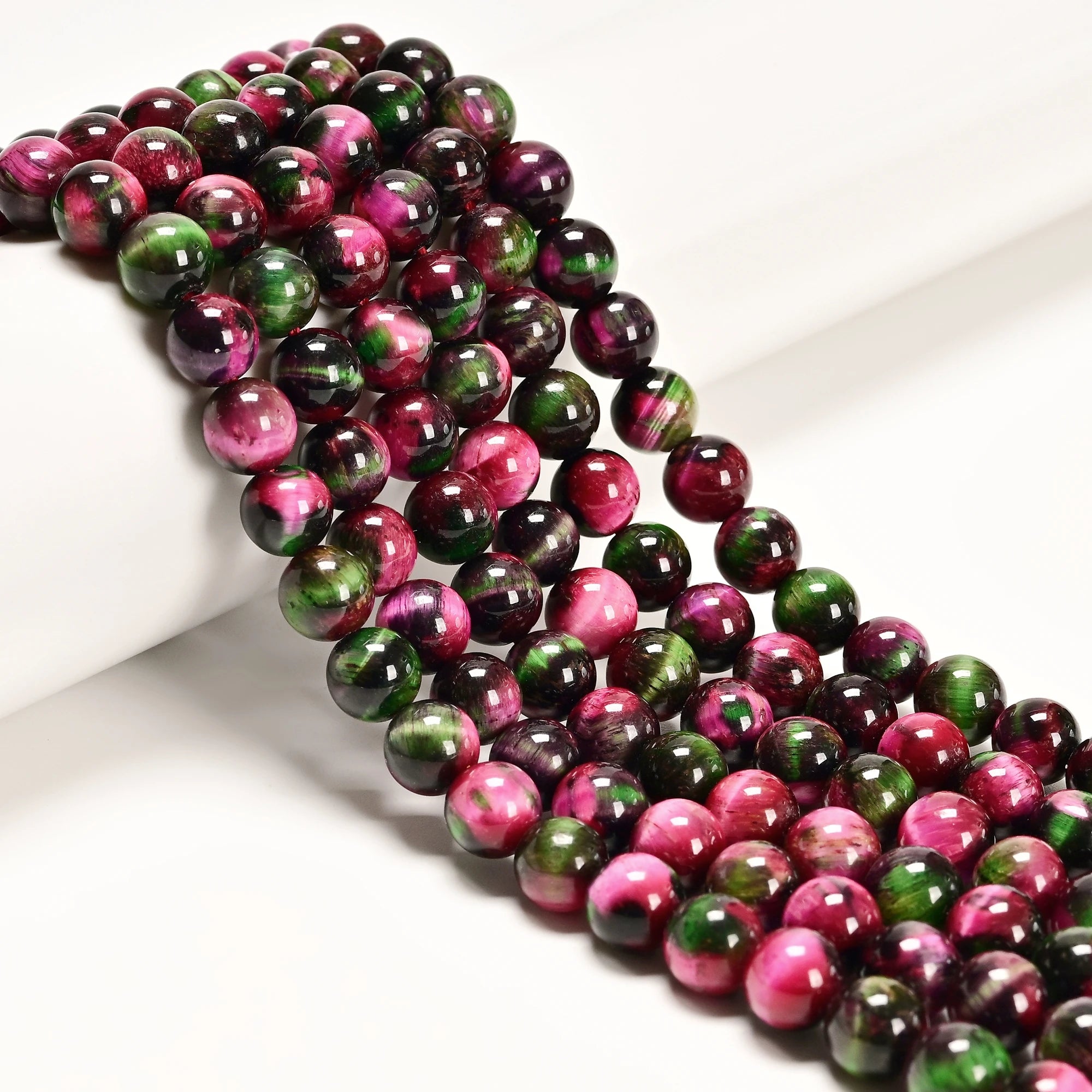 New Shape Galaxy Green Hot Pink Tiger Eye Smooth Round Stone Beads for  Ring Earring Bracelet Jewelry Making Size 6mm 8mm 10mm