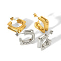 New Arrival Trendy Stainless Steel 18K Gold Plated Double Layers Geometric Square Shape Women Hoop Earrings Anniversary Gift