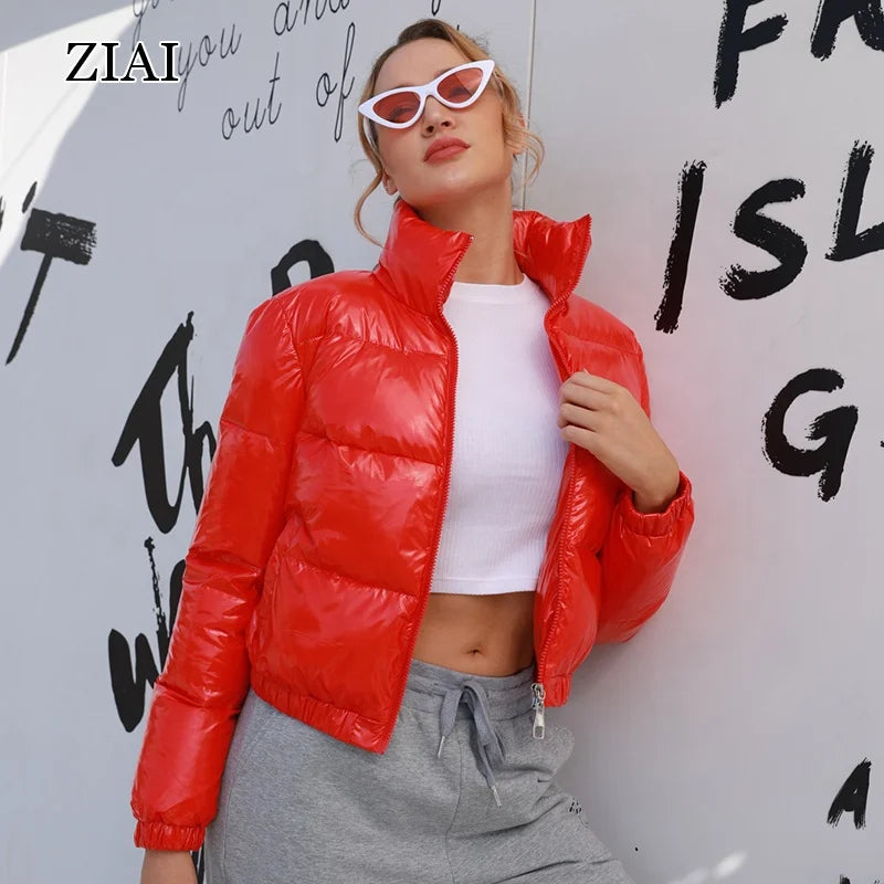 Factory Wholesale Long Sleeve Women Windproof Fashion Bubble Winter Coat Warm Short Puffer Jacket