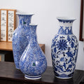 2024 New Chinese Blue & White Porcelain Vase - High-Quality Ceramic Decoration for Living Room Ideal for Green Plants & Flowers