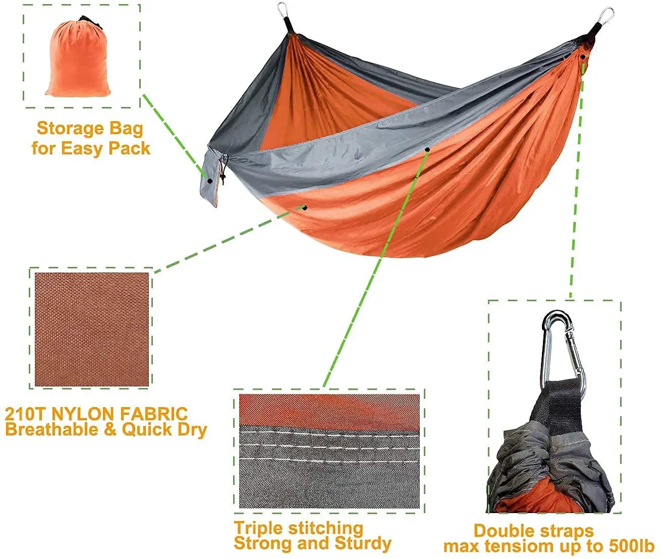 WOQI Full  Color  Printed  Outdoor Portable  Custom Camping Hammock Waterproof  Hammock  High Quality