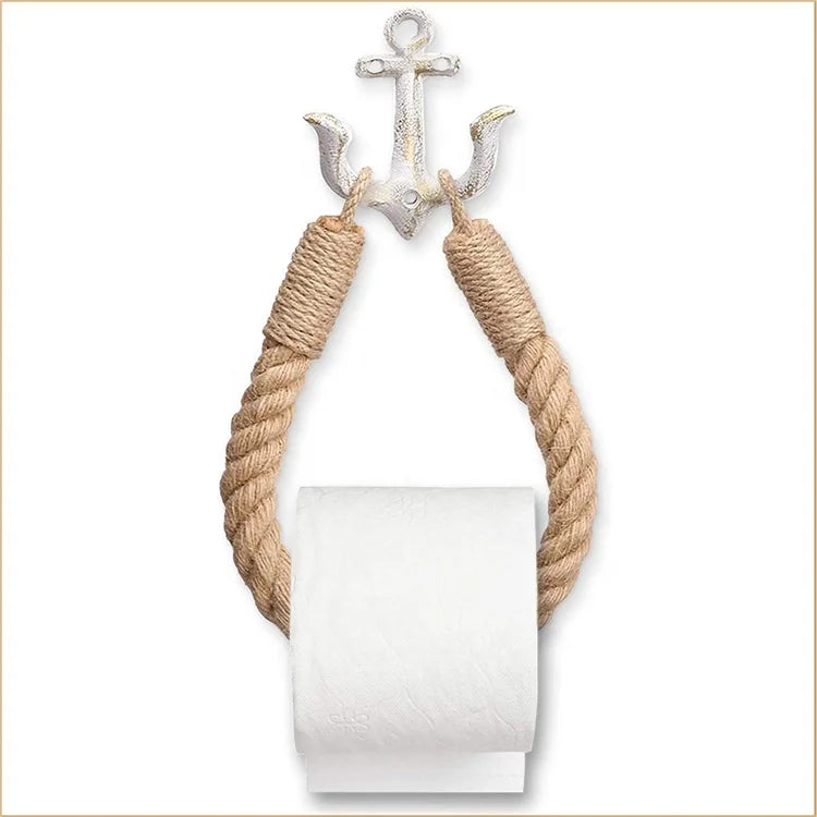 Bathroom Decord Nautical Rope Towel Ring Toilet Paper Holder with Metal Hook