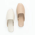 Women Fashion Square Toe Flat Non-Slip Waterproof Slides Sheepskin Genuine Leather Backless Mules Slippers