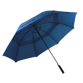 Custom Logo 30-Inch Double Canopy Windproof Umbrella Vented Auto Open Feature EVA Handle Straight Golf Umbrellas for Business
