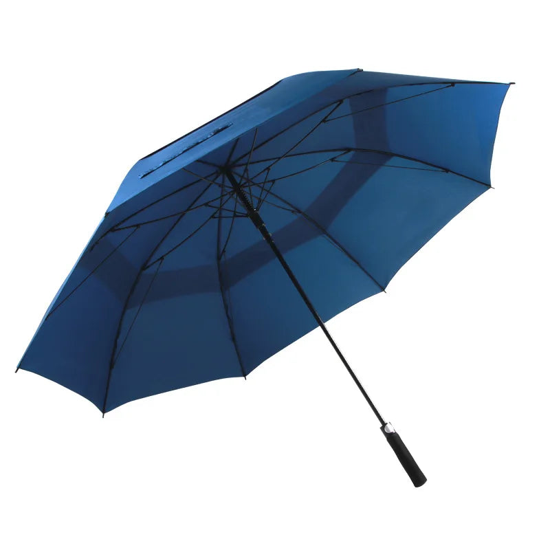 Custom Logo 30-Inch Double Canopy Windproof Umbrella Vented Auto Open Feature EVA Handle Straight Golf Umbrellas for Business
