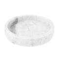 Minimalist Art Deco White Round Engraved Natural Marble Jewelry Storage Tray or Charcuterie Board MegaBDM
