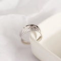 Rainbowking S925 Sterling Silver Irregular Concave Ring Wide Surface Stacking Ring INS Style Minimalist Fine Jewelry Ring Female