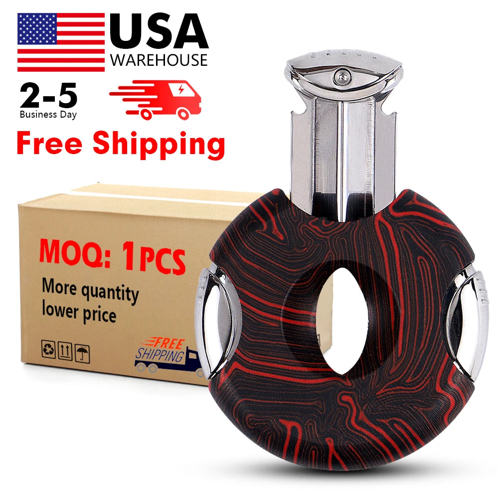 Mini Pocket  Cigar Round Knife Cigar Cutter Zinc Alloy G10 Handle Semi-Automatic V-Cut Cigar V Cutter