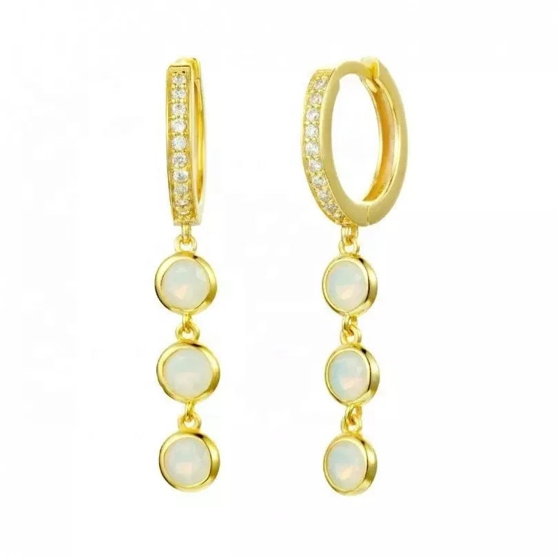 LOZRUNVE Jewelry Supplier Factory Sterling Silver 925 Classic Opal Huggie Hoop Earring
