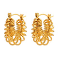 Minimalist Waterproof Stainless Steel Round Hollow Geometric Unusual Jewelry 18K Gold Winding Chunky Hoop Earrings for Women