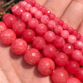 Wholesale Faceted Pink Chalcedony round Jade Loose Beads 4/6/8/10/12mm Stone Beads for Jewelry DIY