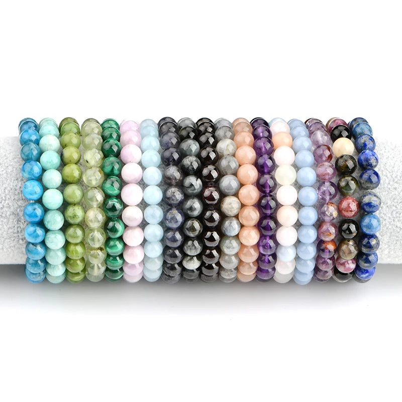 Custom Ladies Premium Stone Ball Healing Gemstone Natural Crystal Bead Bangle Bracelet