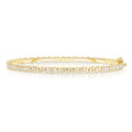 LOZRUNVE 925 Sterling Silver 18k Gold Plated Elegant Baguette Tennis Eternity Bangle Jewelry Women