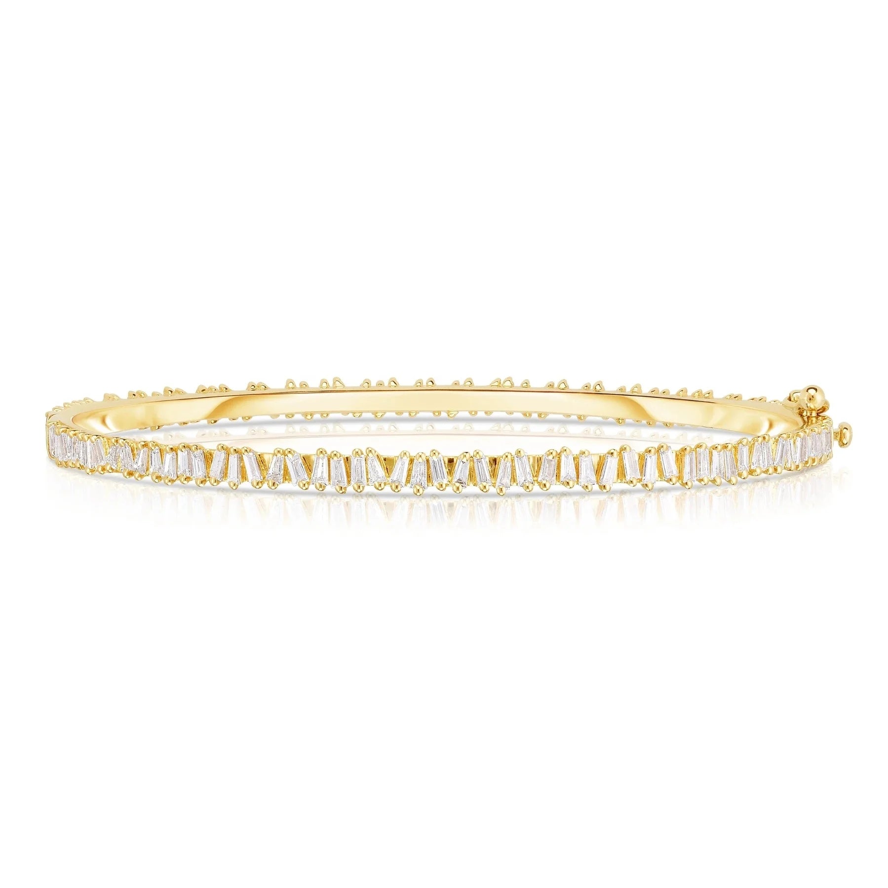 LOZRUNVE 925 Sterling Silver 18k Gold Plated Elegant Baguette Tennis Eternity Bangle Jewelry Women