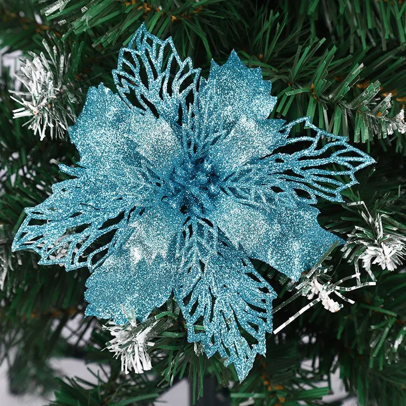 With Sequin Style Christmas Flower Hollow-carved Design Christmas Tree Accessory Manual Flower Pendant Decoration