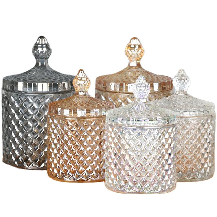 Creative Ornaments Iridescent Holographic Scent Amber Candle Jar Crystal Candle Holder
