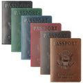 RFID Blocking Cowhide Leather Travel Wallet Card Cover Credit Card Boarding Passes Travel Document Organizer Passport Holder