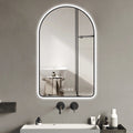 US 28"x48" Black Frame Vanity Light Mirror Anti-Fog Dimmable Time Temperature LED Backlight for Bathroom Sink Hotels Apartments