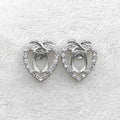 Sterling Silver 5*7mm Semi Mount Stud Earrings Empty Support Blank Claws Setting S925 Base Without Center Stone for DIY Inlay