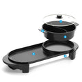 Portable Rectangle Electric Hotplate Indoor Tabletop BBQ Griller Dual Burner Electronic Ignition Korean Style for Indoor Use