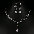 2022 Korean Fashion Simple Earring Necklace Zircon Bridal Jewelry Set Temperament Leaf Jewelry Sets for Women