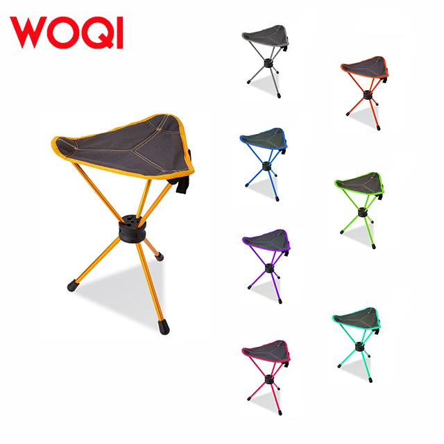 WOQI Adjustable 360 Degree Swivel Mini Foldable Portable Three Legs Camping Fishing Stool Customized by Factory Outdoor Use