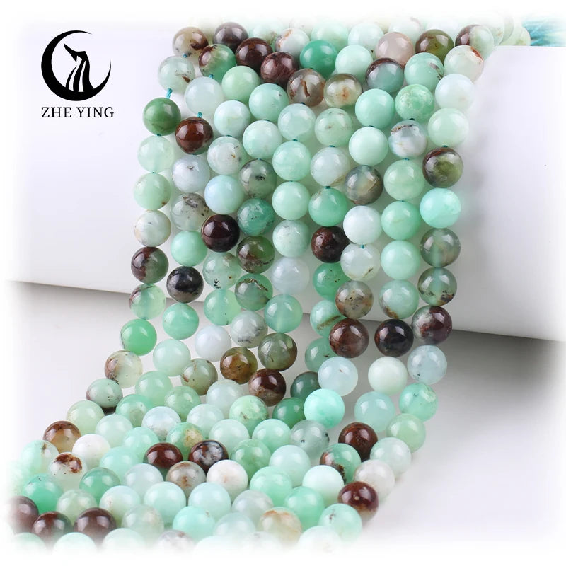 Zhe Ying 6/8/10mm Chrysoprase Beads Heailing Crystal Chrysoprase Beads Bracelet Gemstone Necklace Natural Chrysoprase Beads