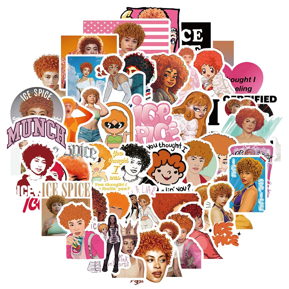 50PCS USA Music Popular Rapper Singer Album Karma Ice Spice Sticker