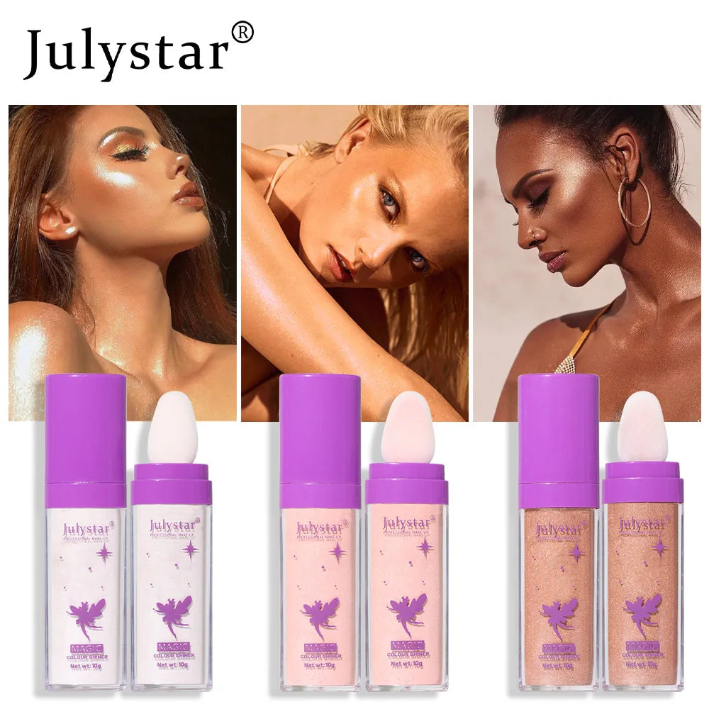 Julystar Shimmer Fairy Powder White Loose Highlighter Face Body Glitter Wand Makeup Bronzer Illuminator Polvo De Hada Cosmetic
