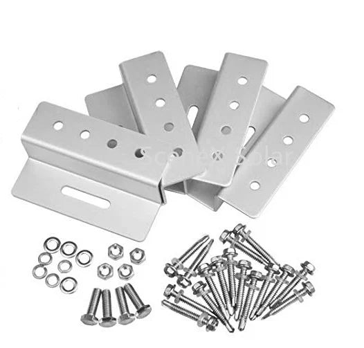 Aluminum Solar Panel Z Brackets 4-Piece Set Natural Color 10-Year Warranty Anodic Oxidation Roof Mounting Kit for RV & Caravan