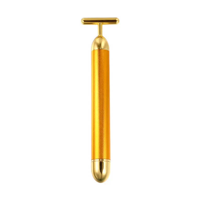 2026 Wholesale T Shape Beauty Bar Vibration Massage Roller 24k Gold Face Massager for Skin Care