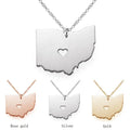 Creative Stainless Steel Necklaces US Map Series Dangle Clavicle Chain Ohio State Pendant Necklace Ornament