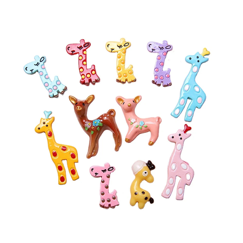 Customize Support Lovely Colored Flatback Giraffe Elk Deer Shape Simulation Animal Resin Charms