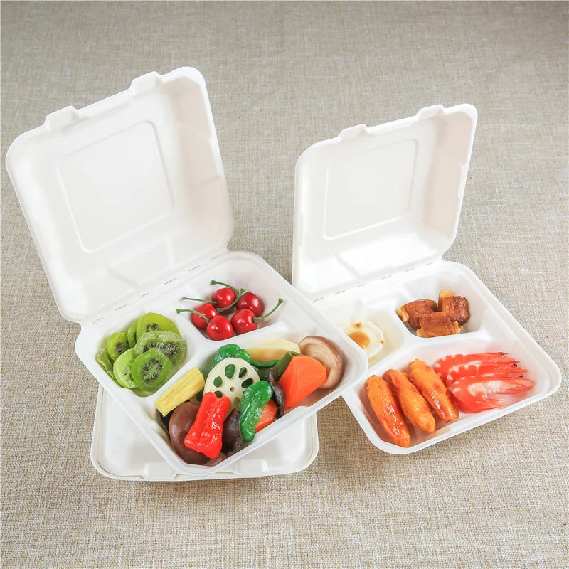 Biodegradable Bagasse Food Containers Corn Starch Tableware Lunch Box Wholesale
