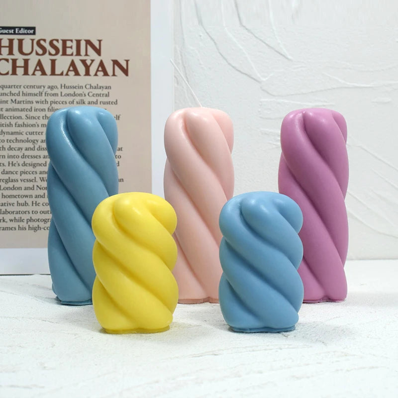 Customization Wave Taper Silicone Mold 3D Geometric Abstract Decorative Wavy Twisted Knot Candle Silicon