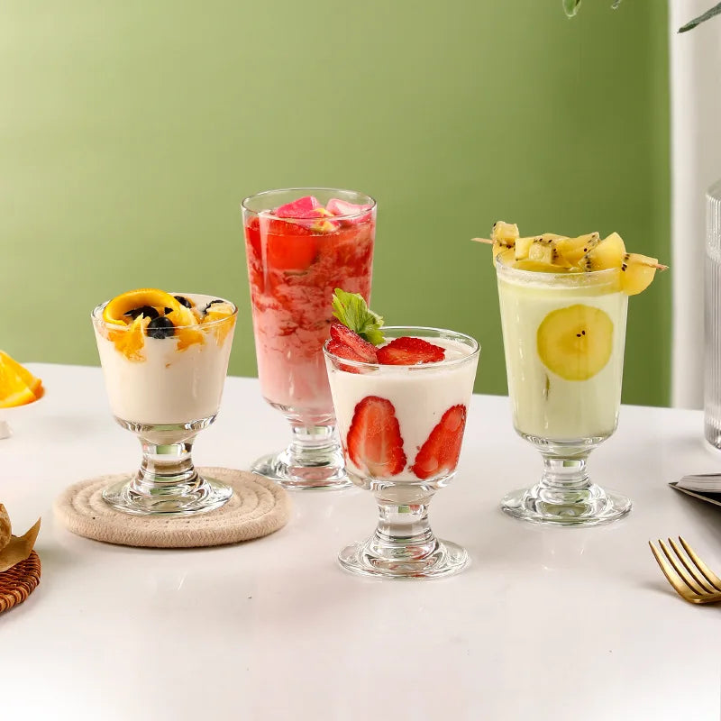 Ins Design Smoothie Yogurt Milkshake Cup Transparent Glass Goblet